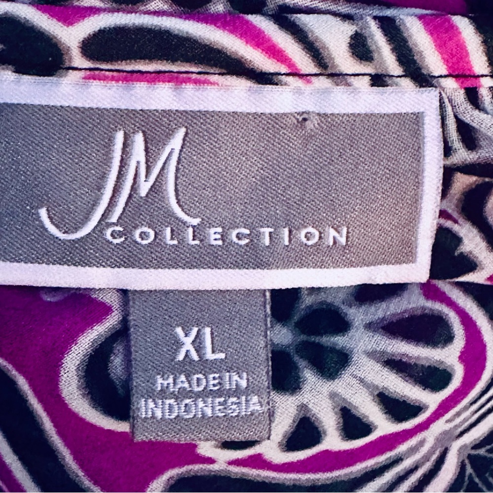 JM Collection Stylish Purple Floral Tunic XL - Picture 14 of 15